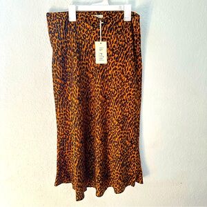 La Miel Leopard Midi Skirt